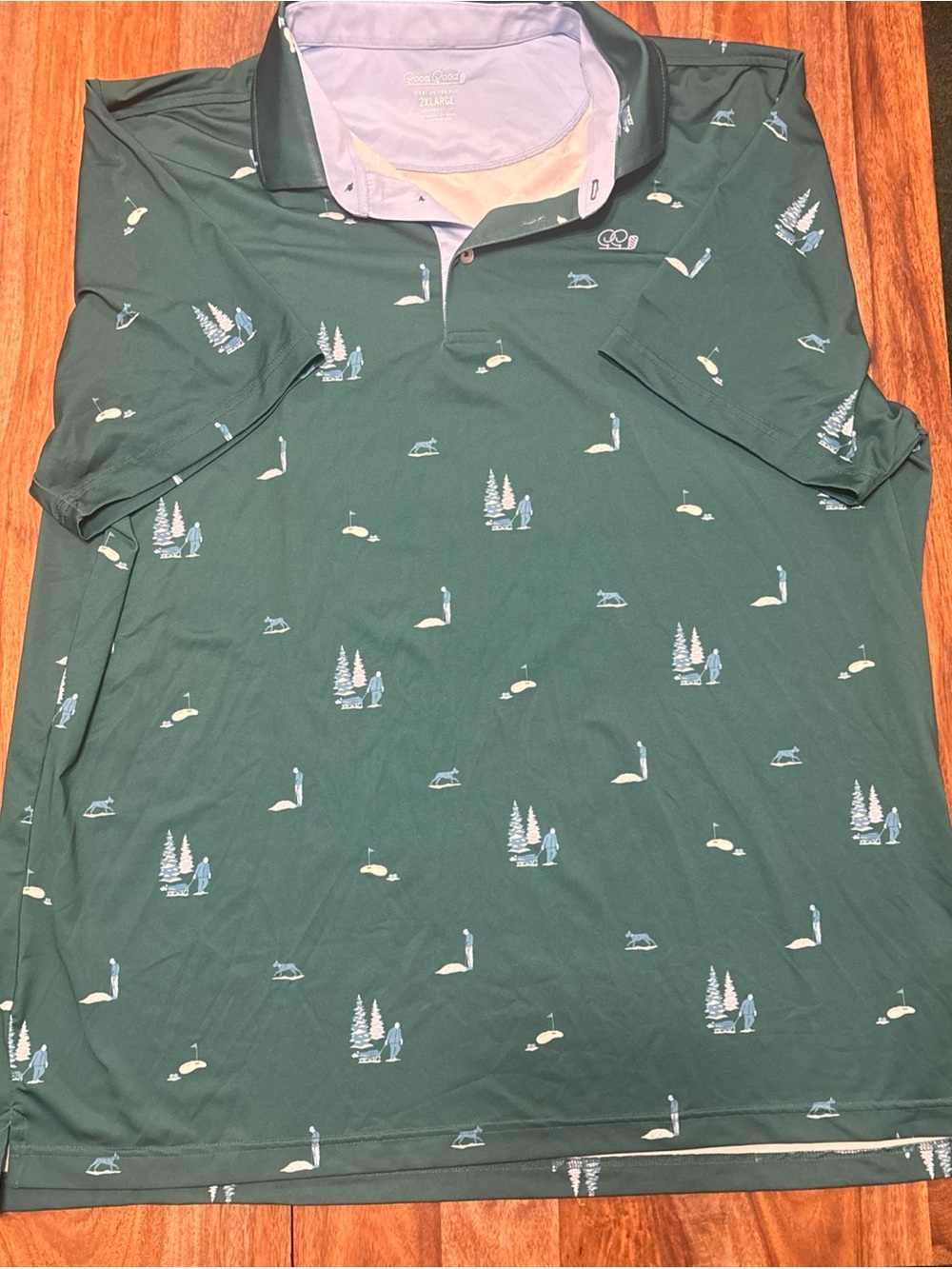Men's Forest Green Polo with Golf Course Print